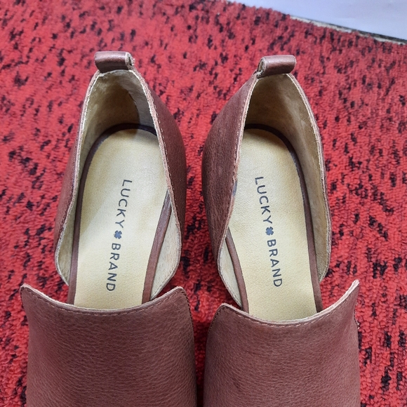 Lucky Brand Junai Women's Booties Heeled Sandals Cut Out Brown Leather SZ 9.5M - Picture 5 of 14